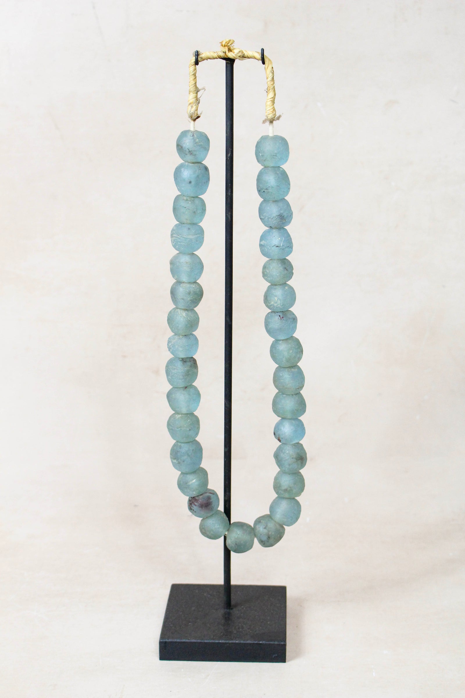 Ghana Glass Beads Necklace, Light blue - 85.6