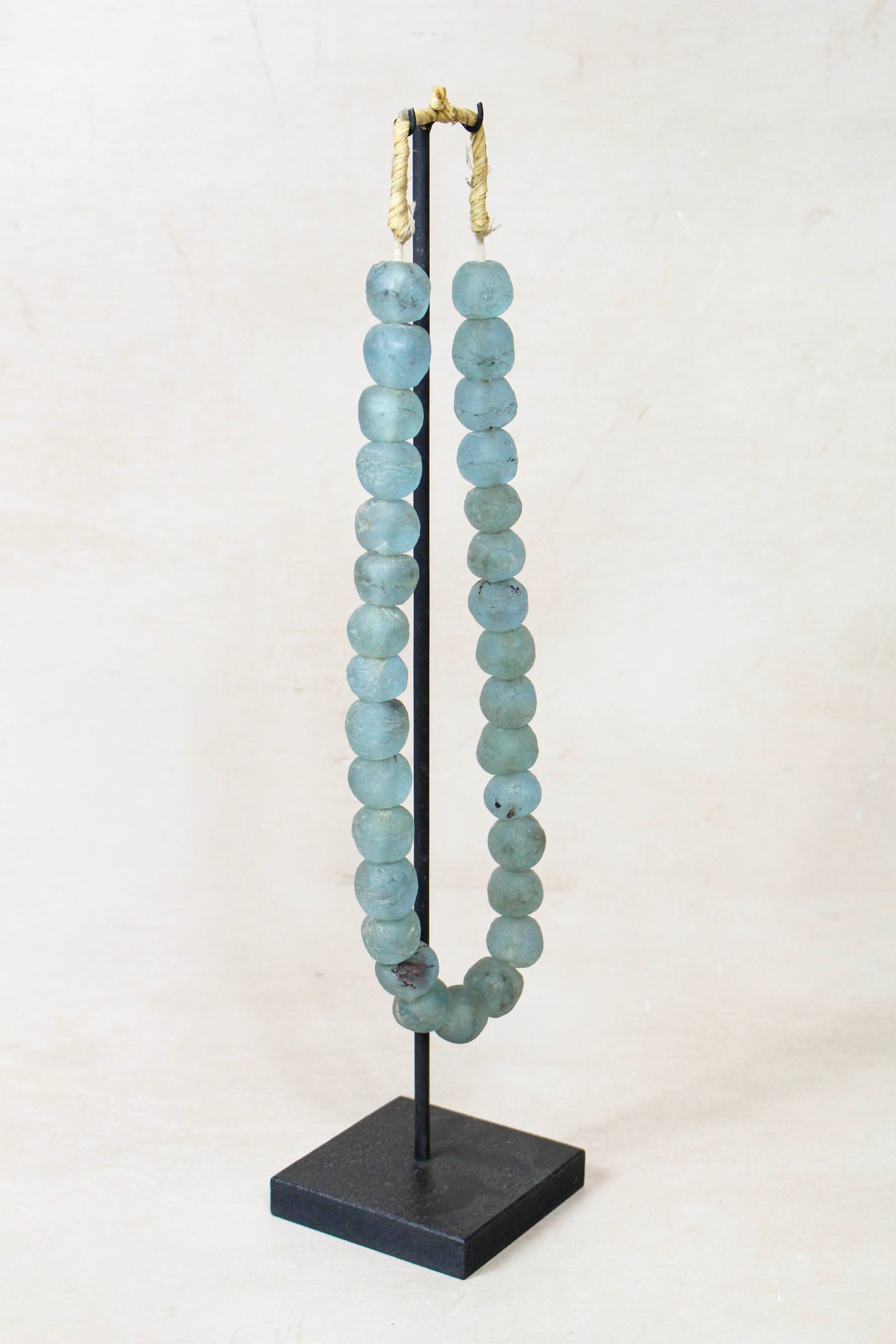Ghana Glass Beads Necklace, Light blue - 85.6