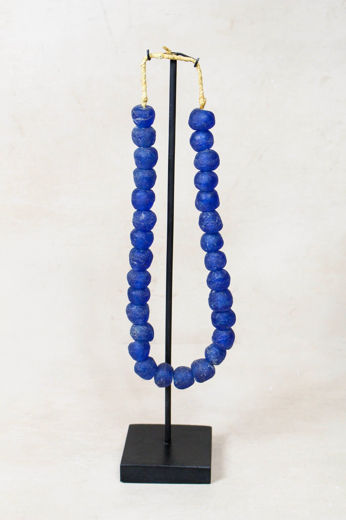 Ghana Glass Beads Necklace, Dark blue - 85.7