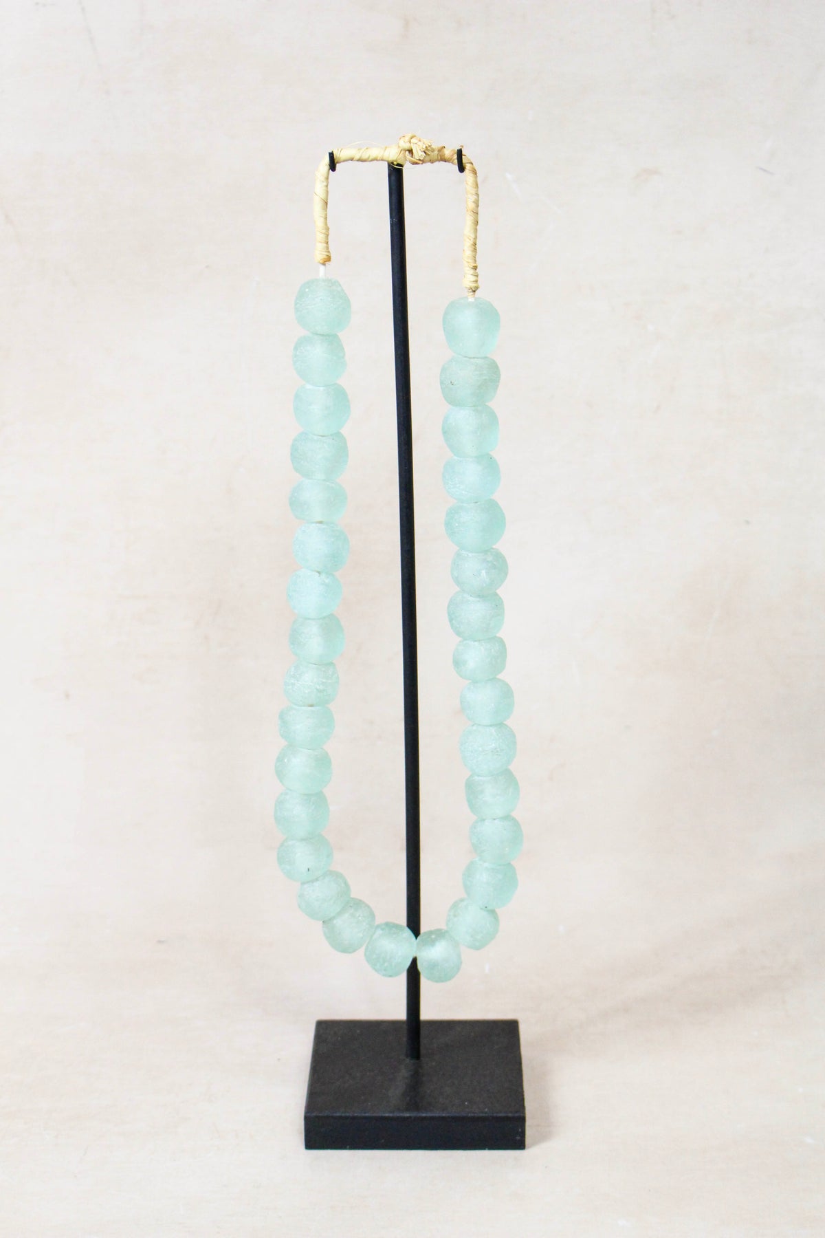 Ghana Glass Beads Necklace, Light blue - 85.9