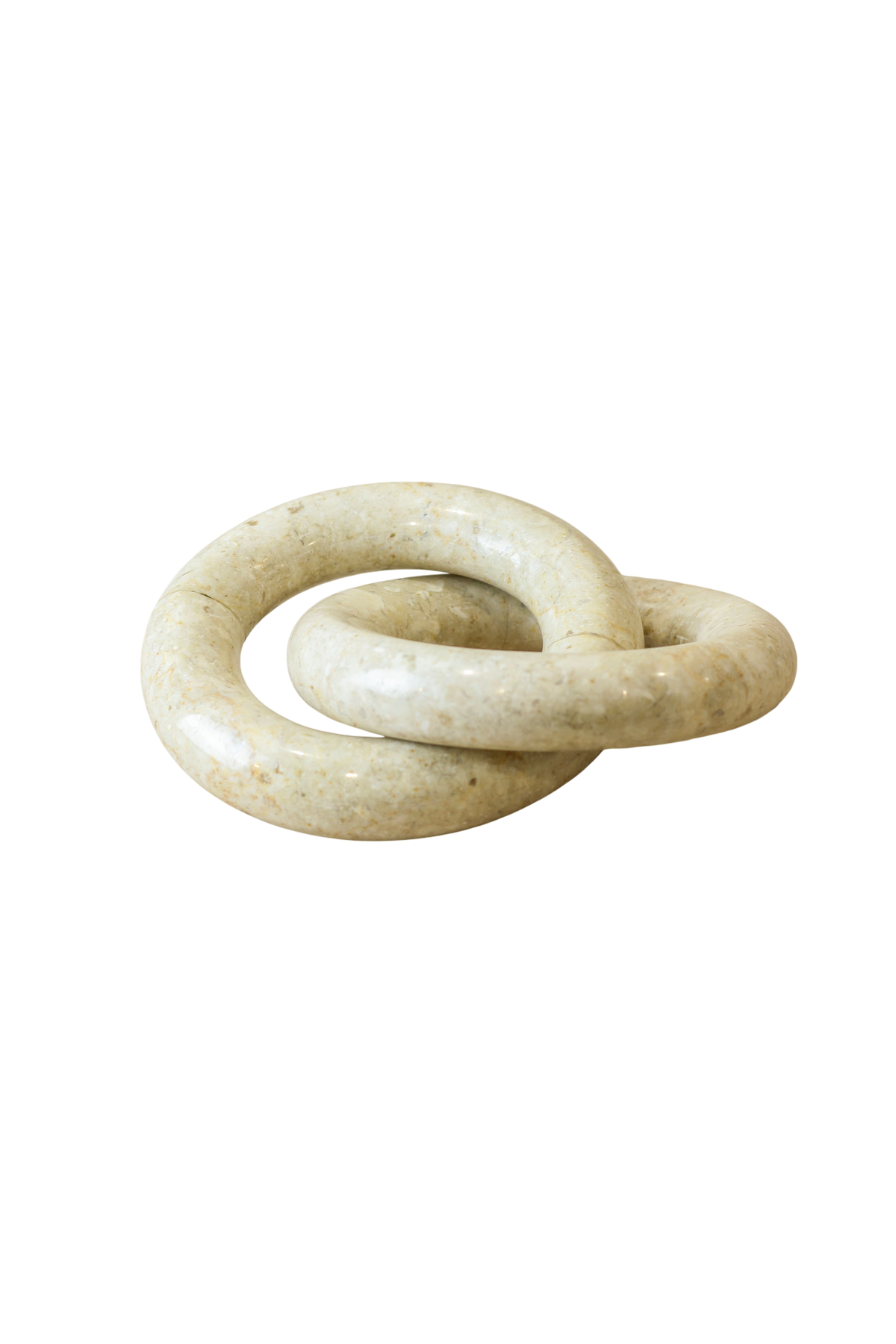 Oversized solid marble chain-link ornament with natural veining