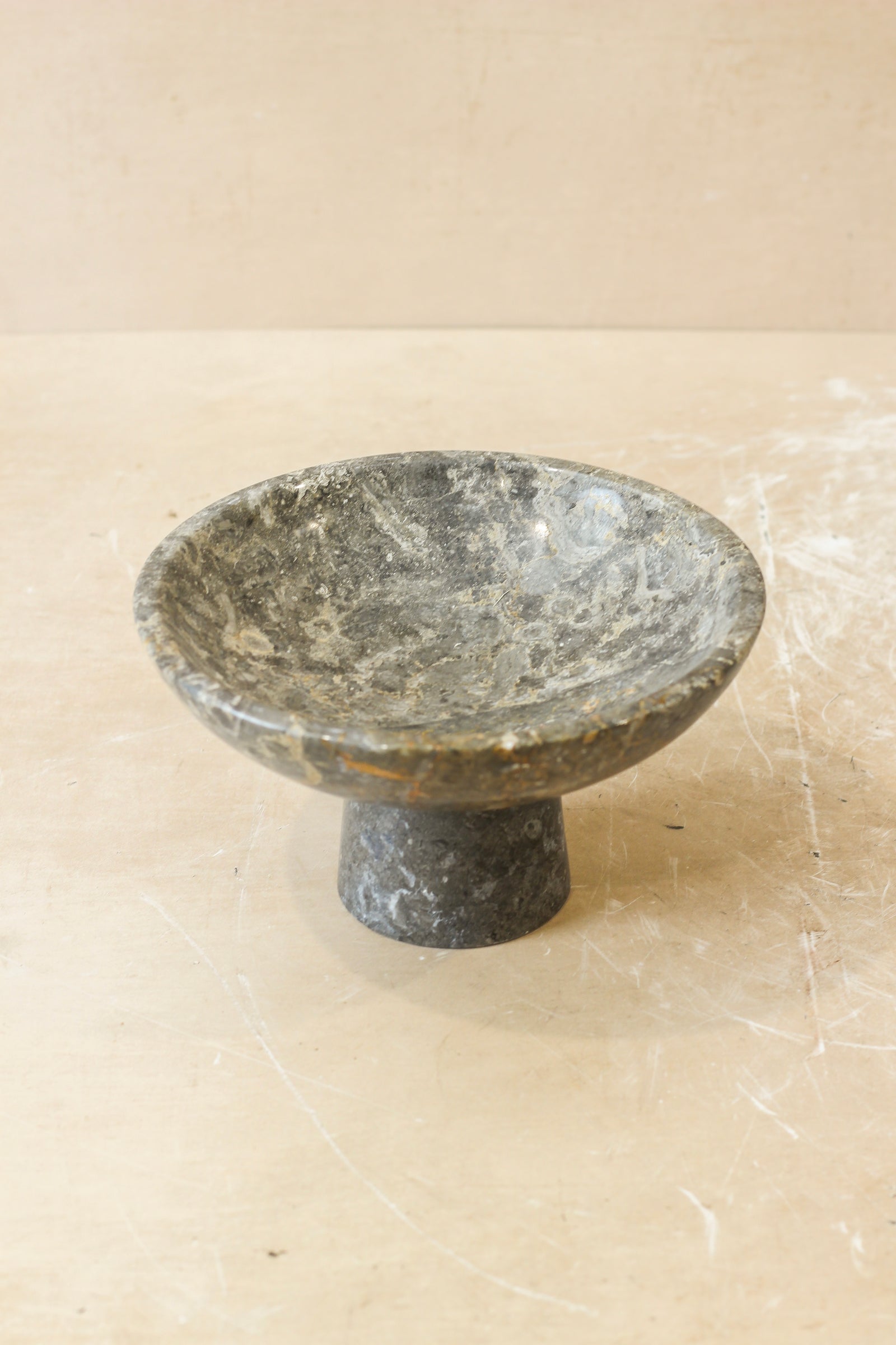 Marble Pedestal High Bowl - Black