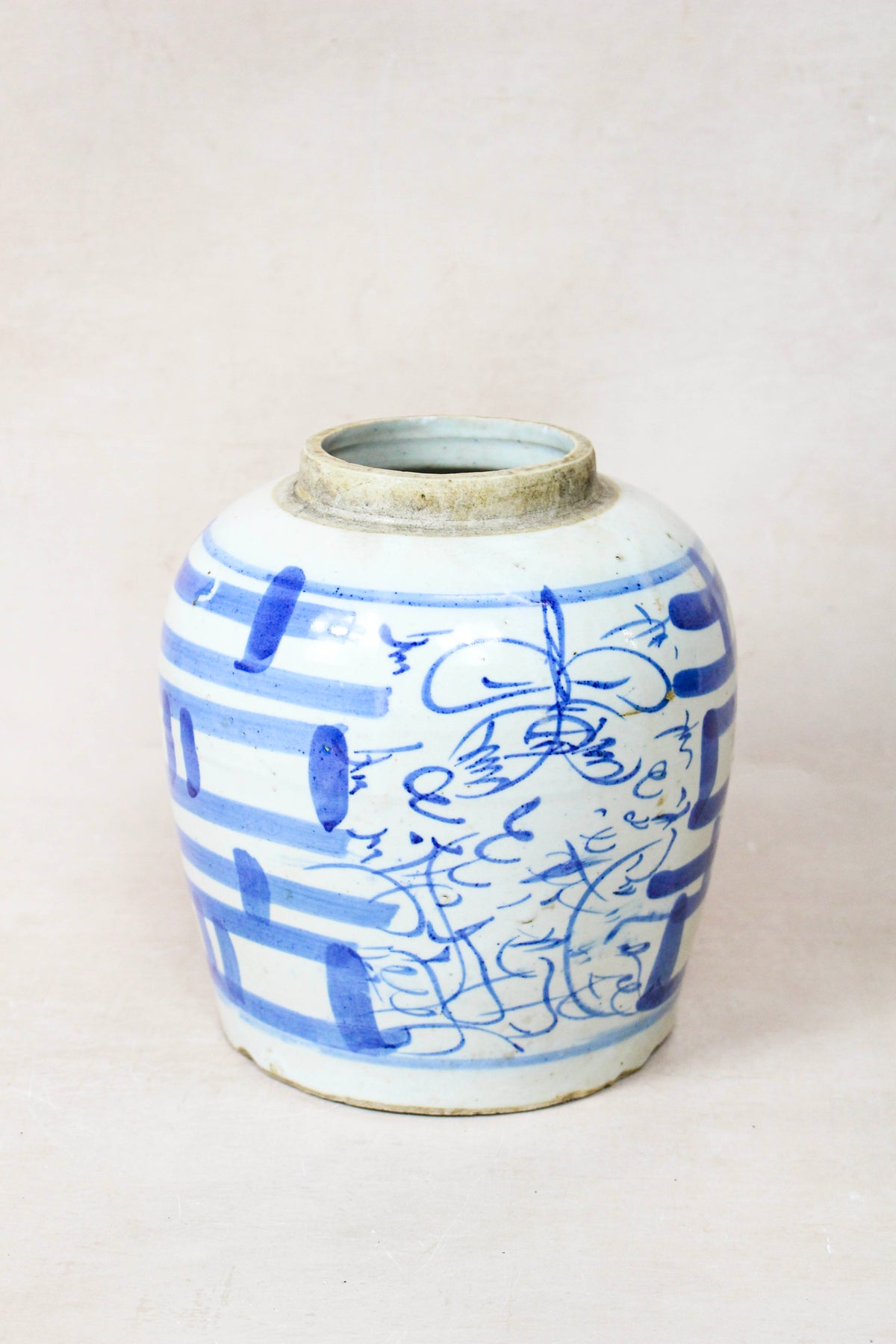 Old Blue &amp; White Porcelain Jar - 162.3