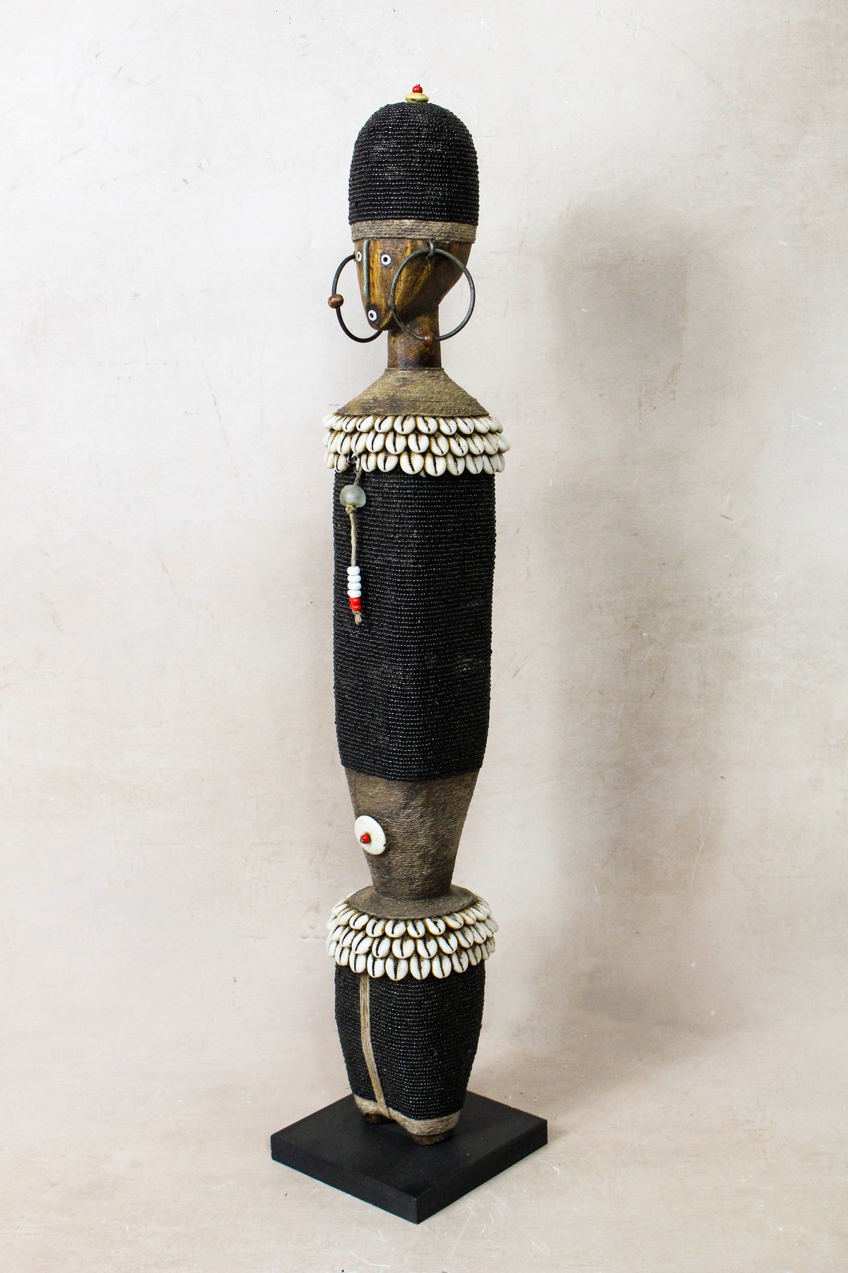 Black Namji beaded doll, Cameroon — front view