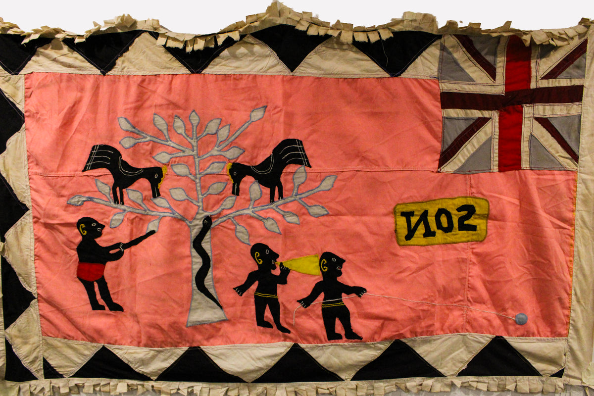 Handmade Asafo Fante flag from Ghana (25) — appliqué textile folk art wall hanging (view 3)