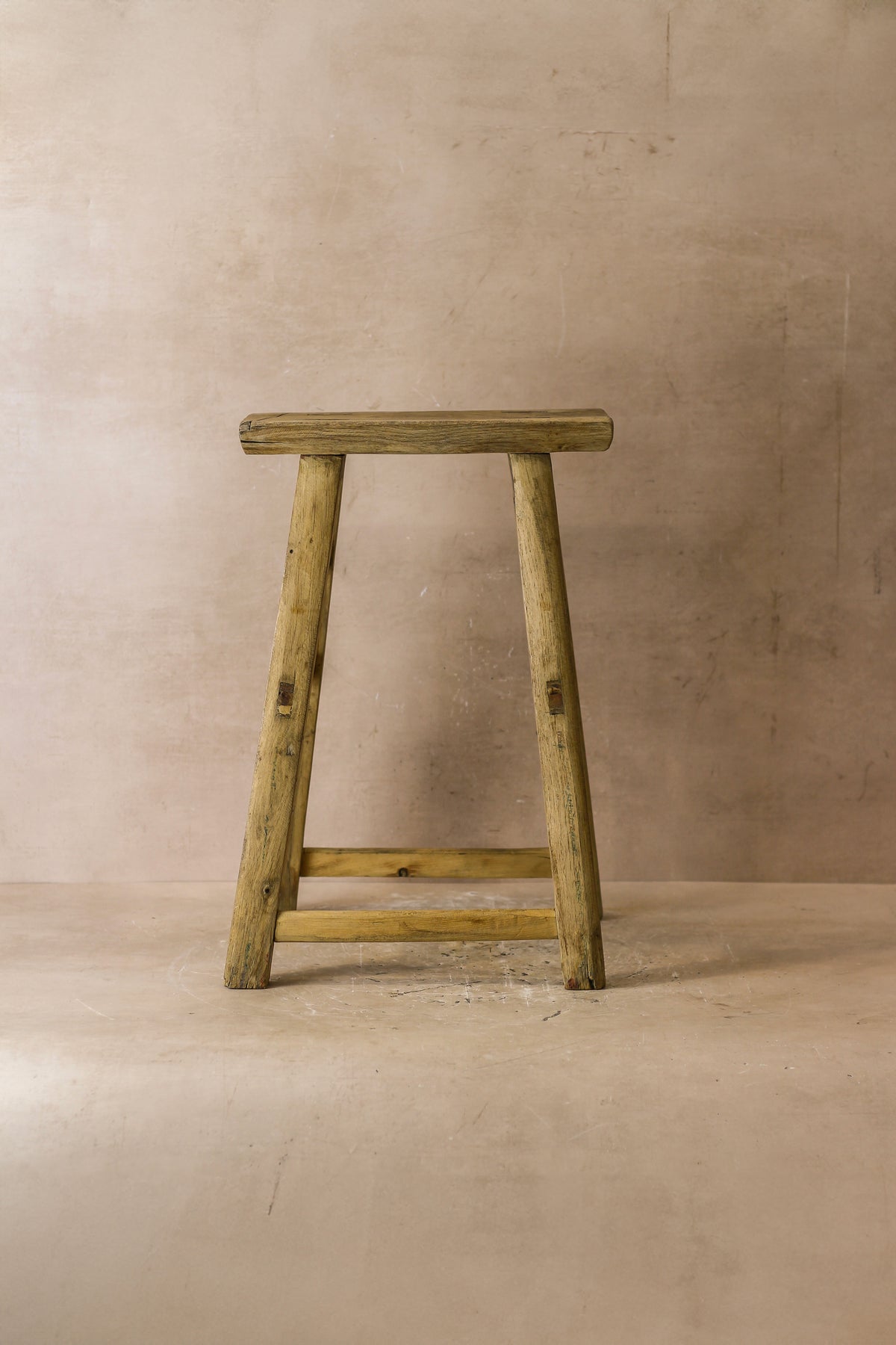 Vintage Rustic Elm Wood Stool - Medium - No 55