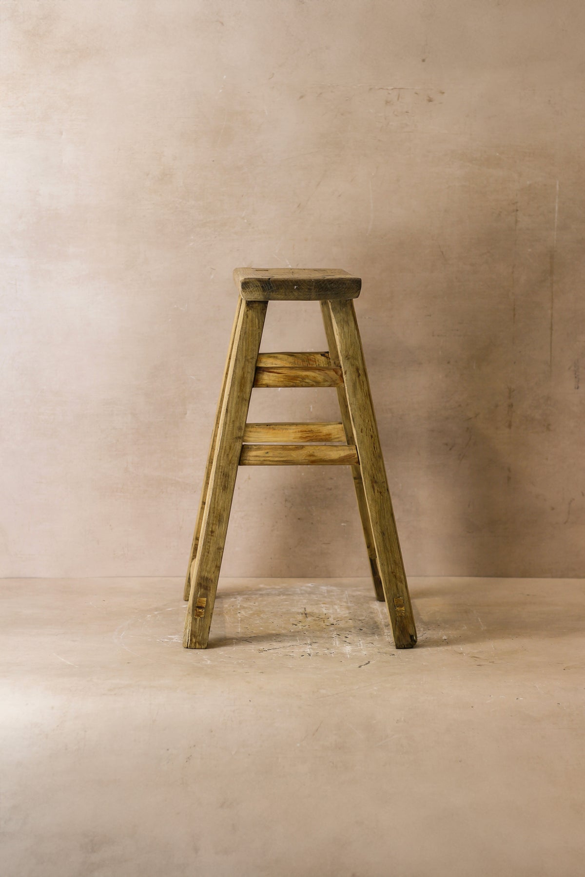 Vintage Rustic Elm Wood Stool - Medium - No 55