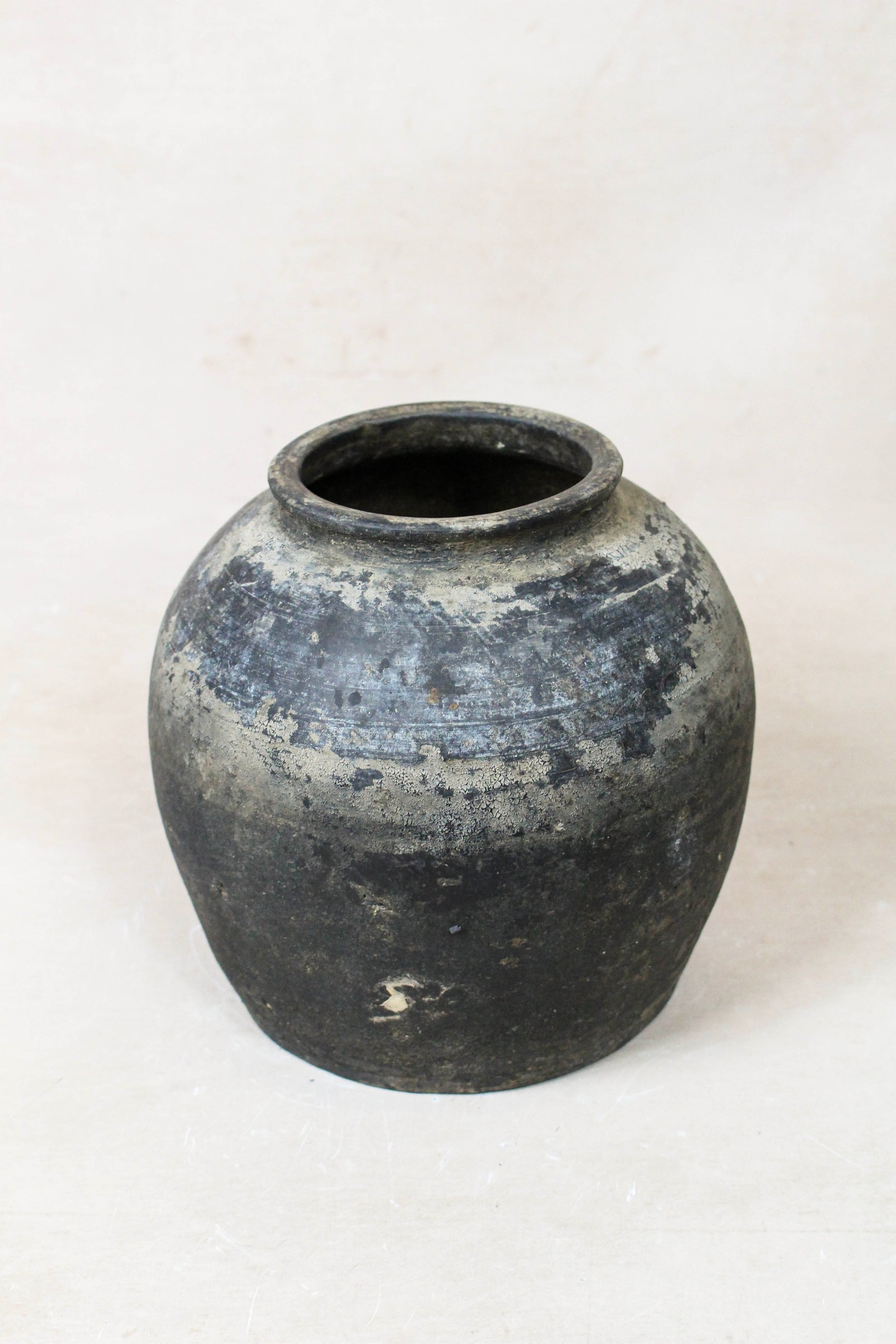 Small vintage dark unglazed earthenware pot from Shanxi, China