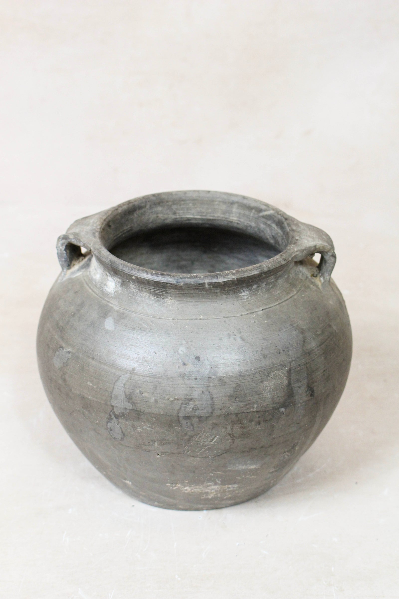 Small vintage dark unglazed earthenware pot from Shanxi, China
