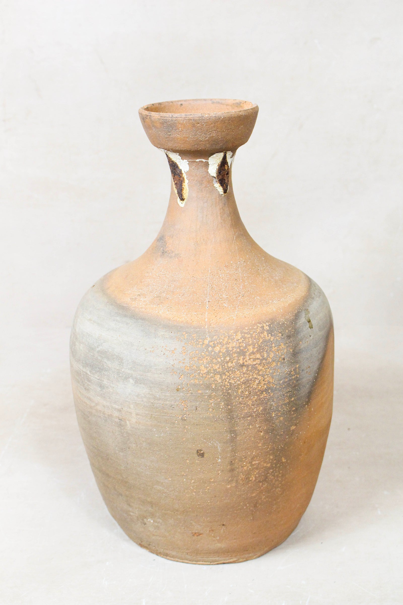 Large antique 1920s Asian rice wine vase with aged patina