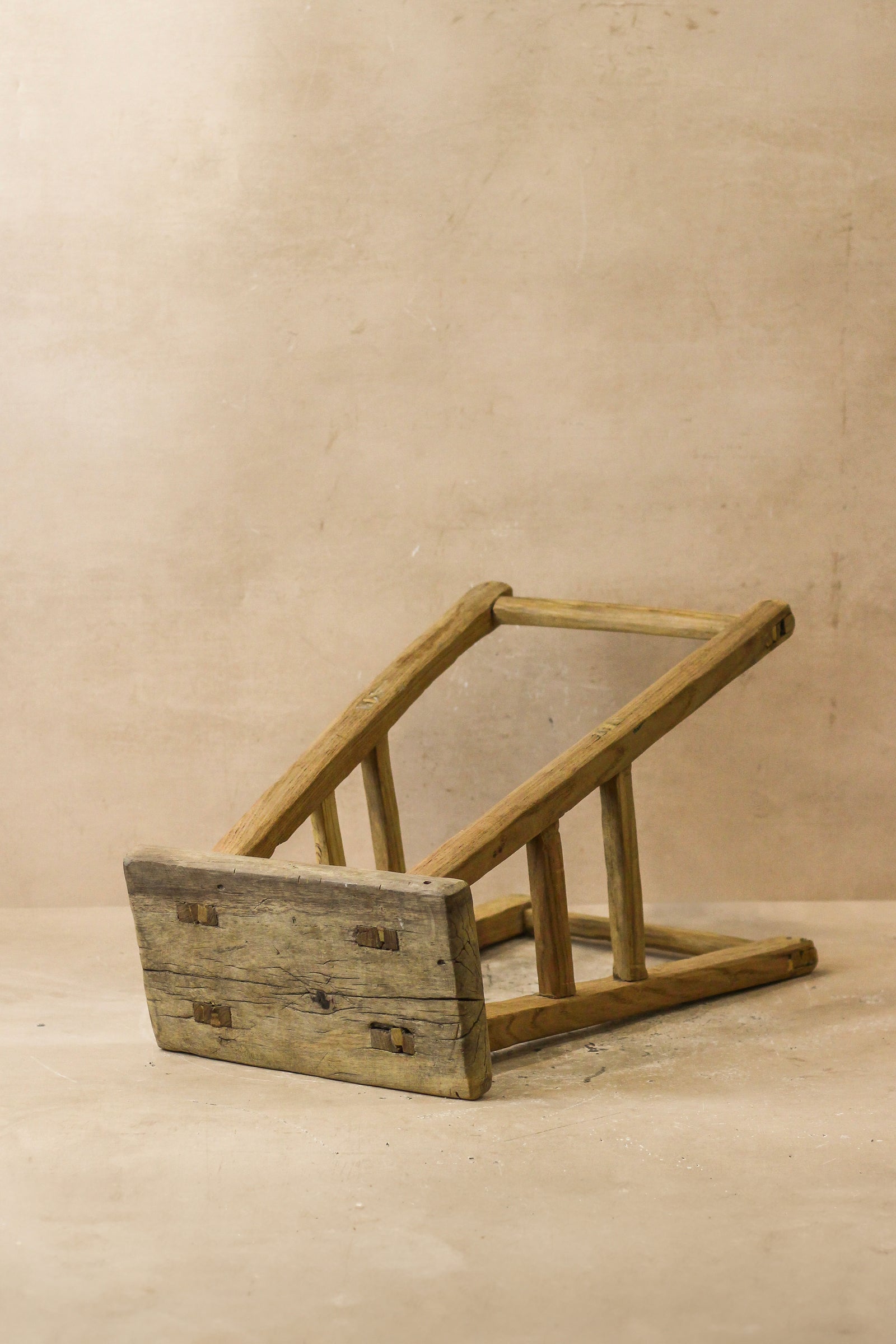 Vintage Rustic Elm Wood Stool - Medium - No 58