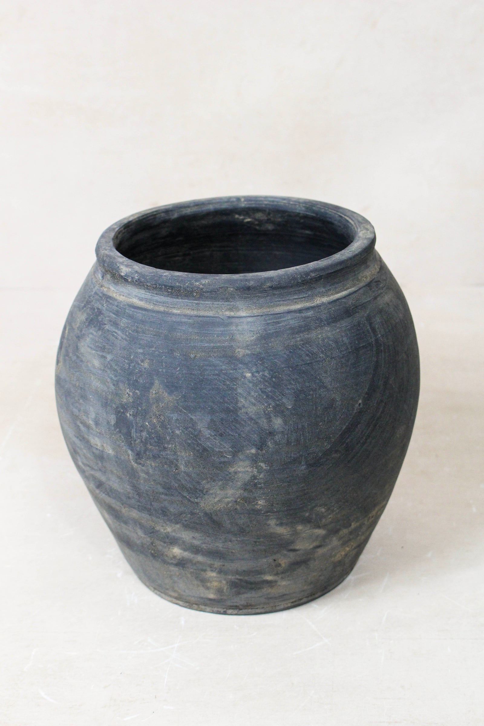 Small vintage dark unglazed earthenware pot from Shanxi, China