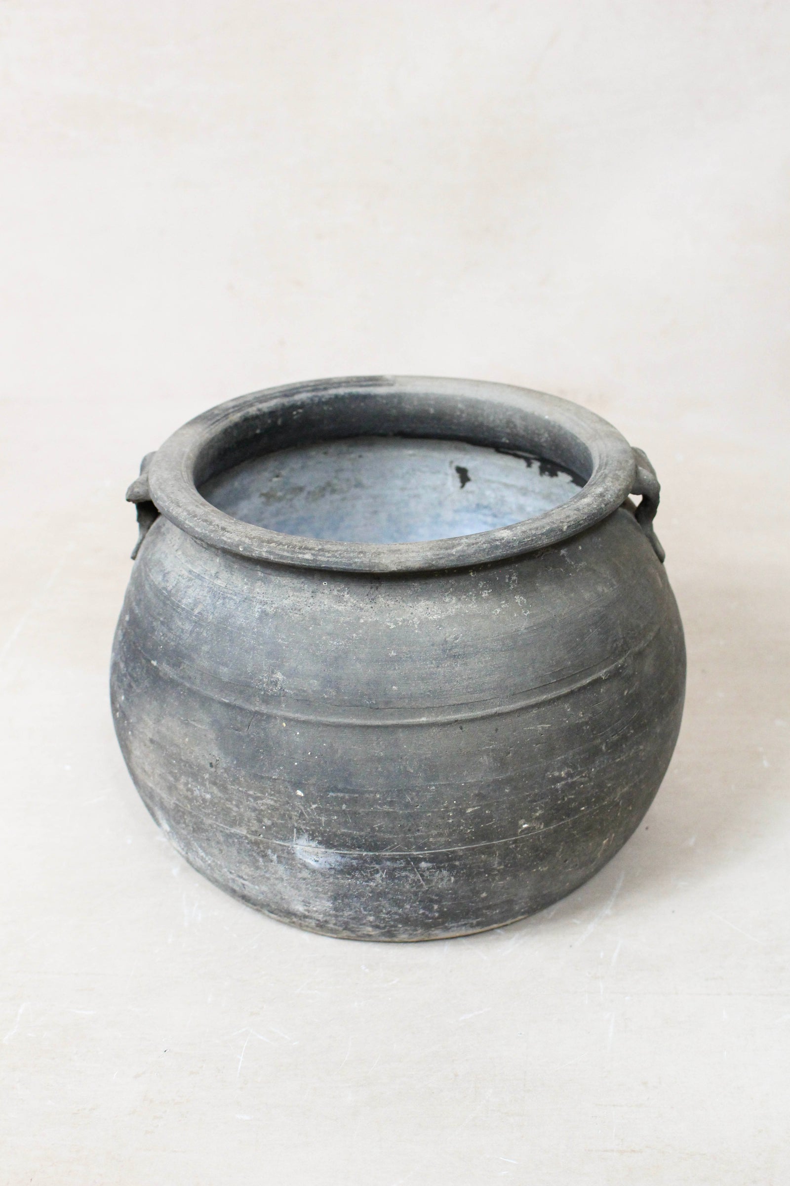 Small vintage dark unglazed earthenware pot from Shanxi, China