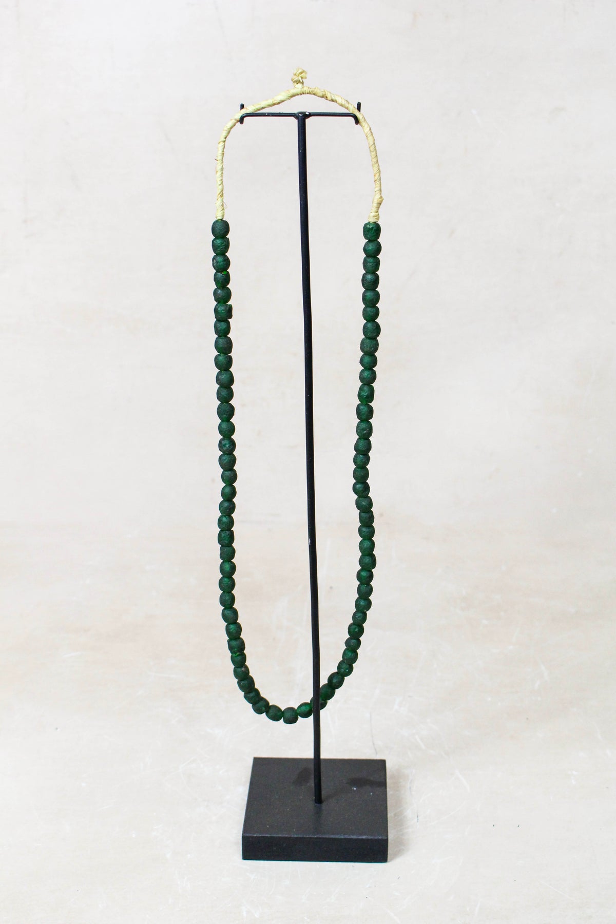 Ghana Glass Beads Necklace, Dark Green - 214.1