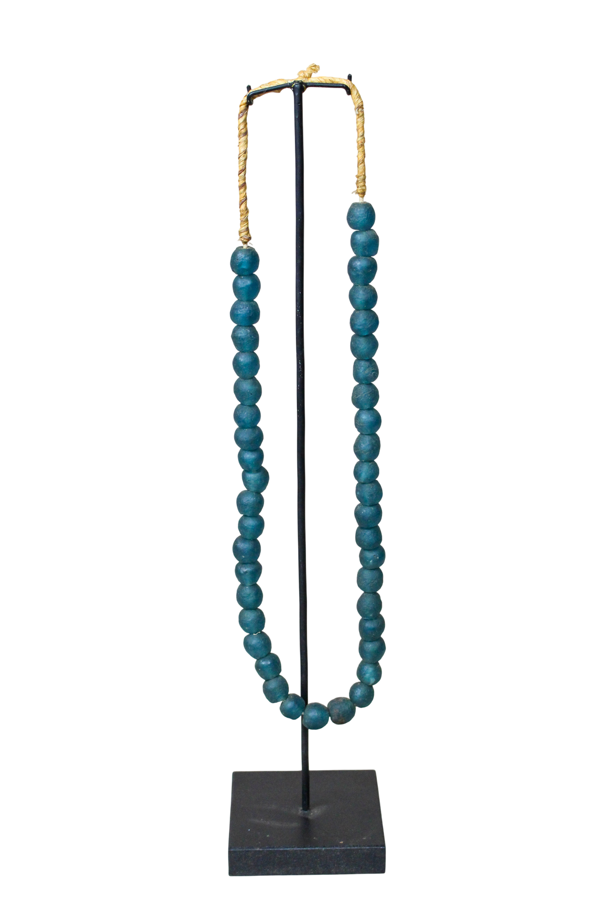 Ghana Glass Beads Necklace, Dark Teal - 85.13