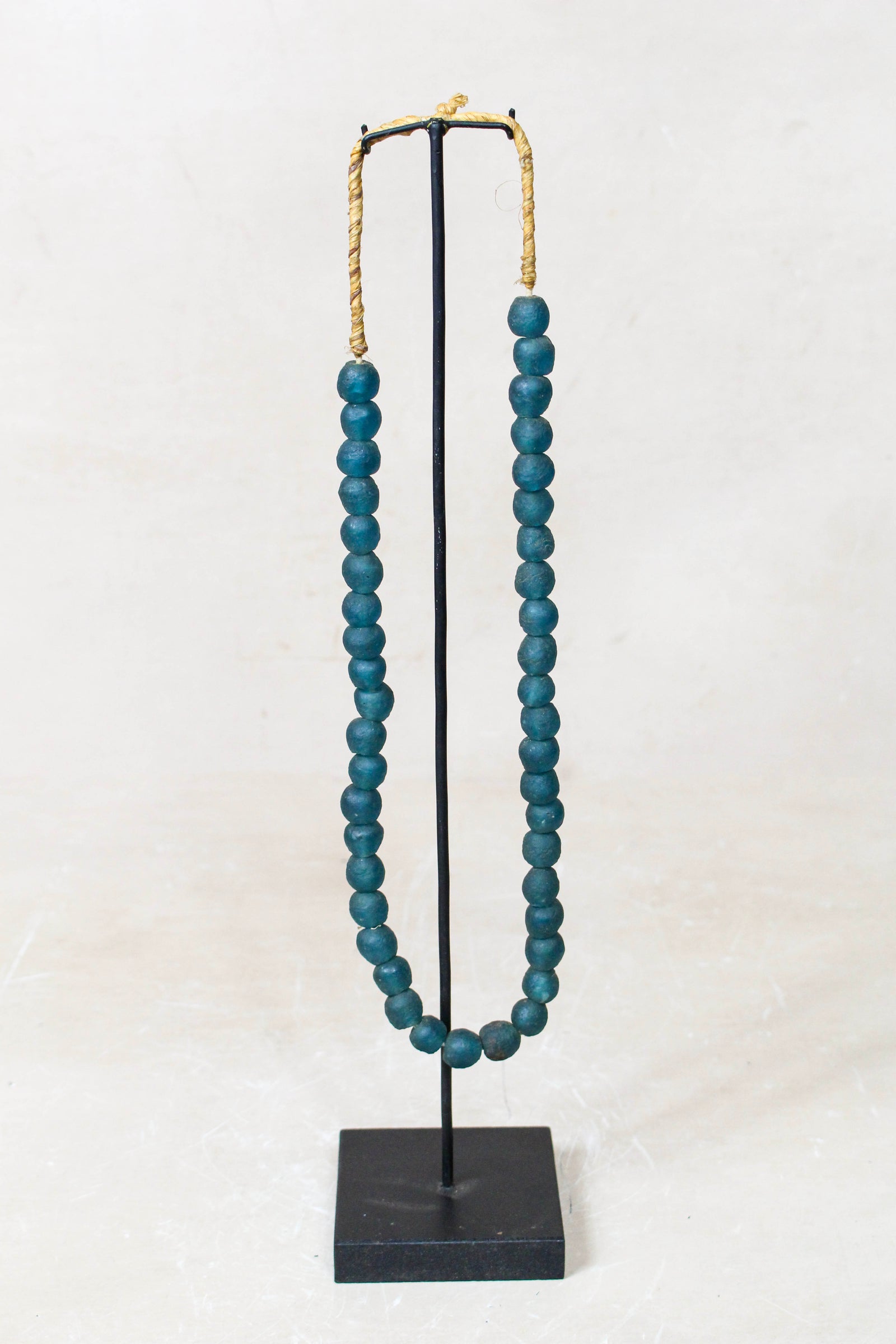 Ghana Glass Beads Necklace, Dark Teal - 85.13