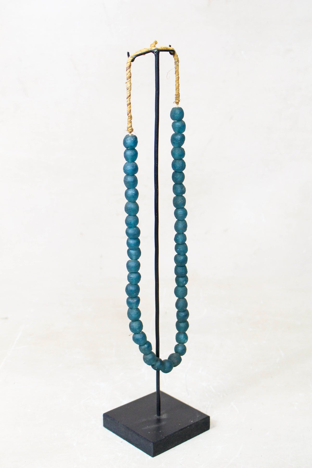 Ghana Glass Beads Necklace, Dark Teal - 85.13