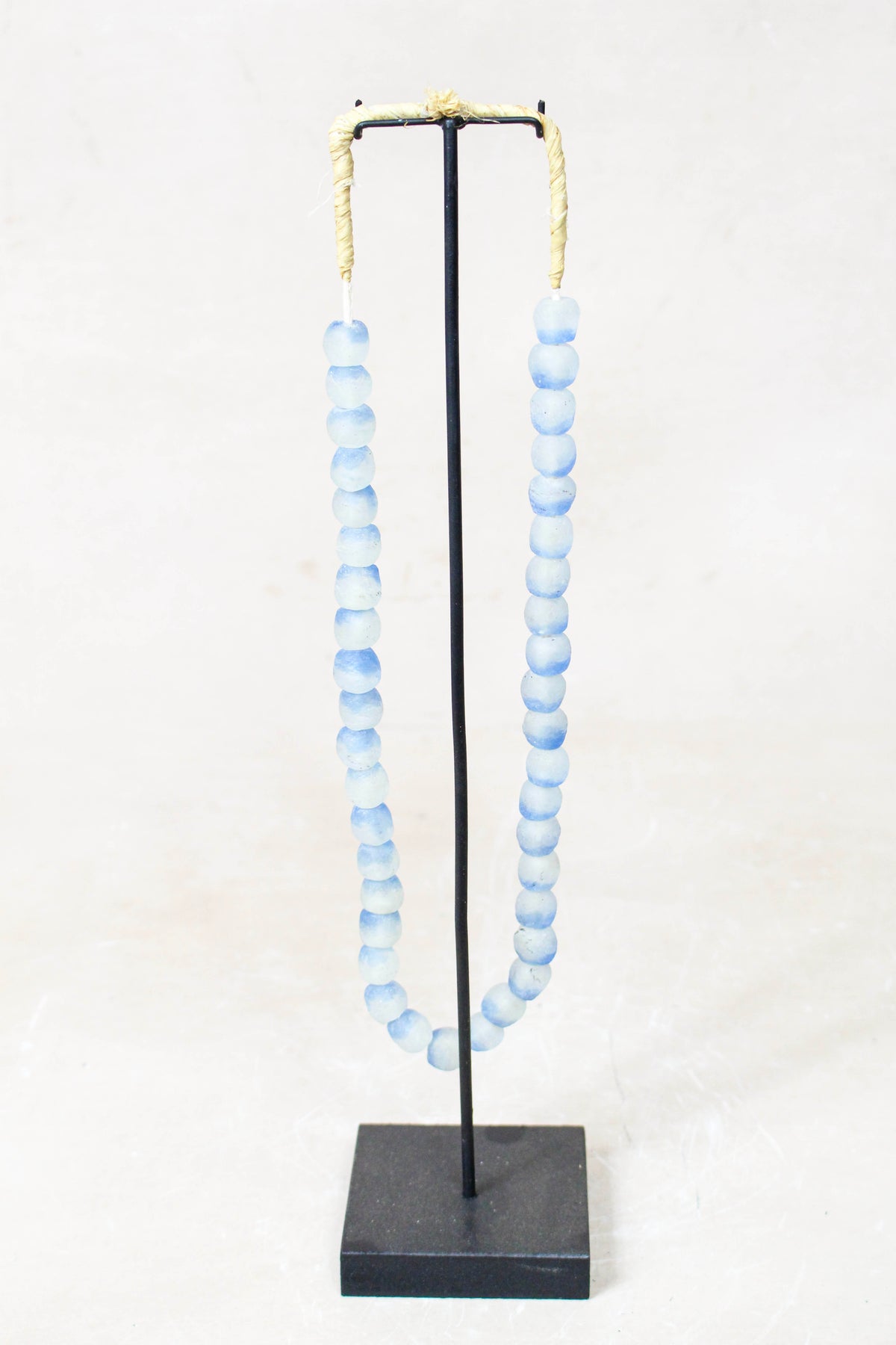 Ghana Glass Beads Necklace, Blue and White - 85.14