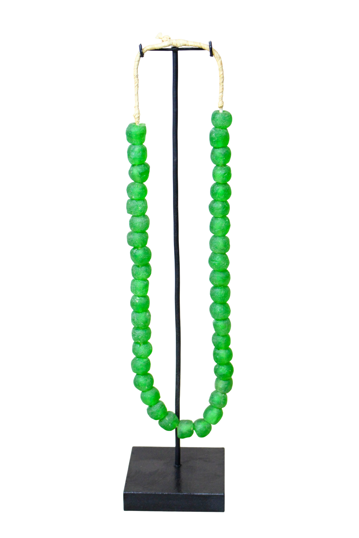 Ghana Glass Beads Necklace, Green - 85.15