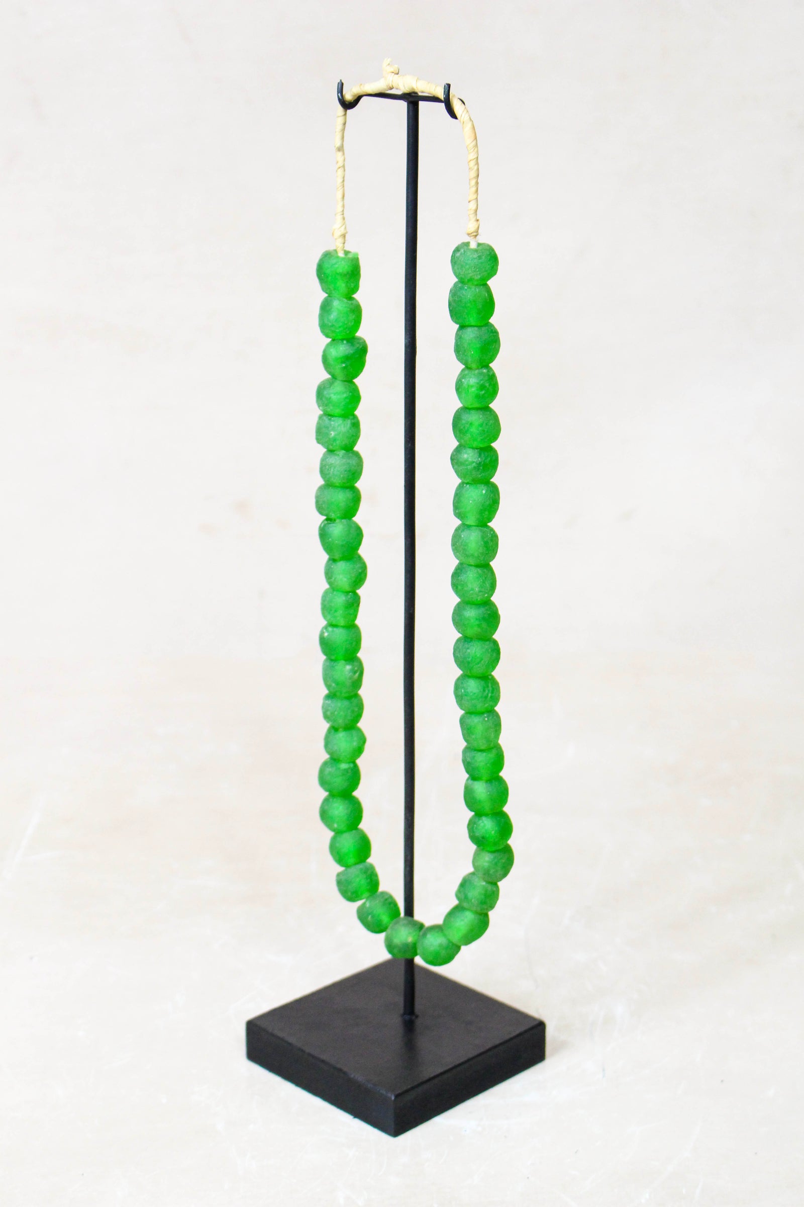 Ghana Glass Beads Necklace, Green - 85.15