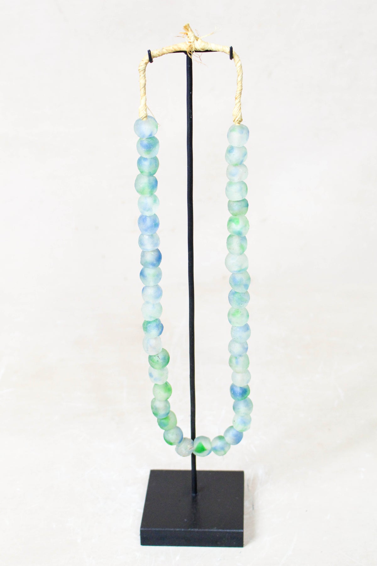 Ghana Glass Beads Necklace, Green White and Blue - 85.18
