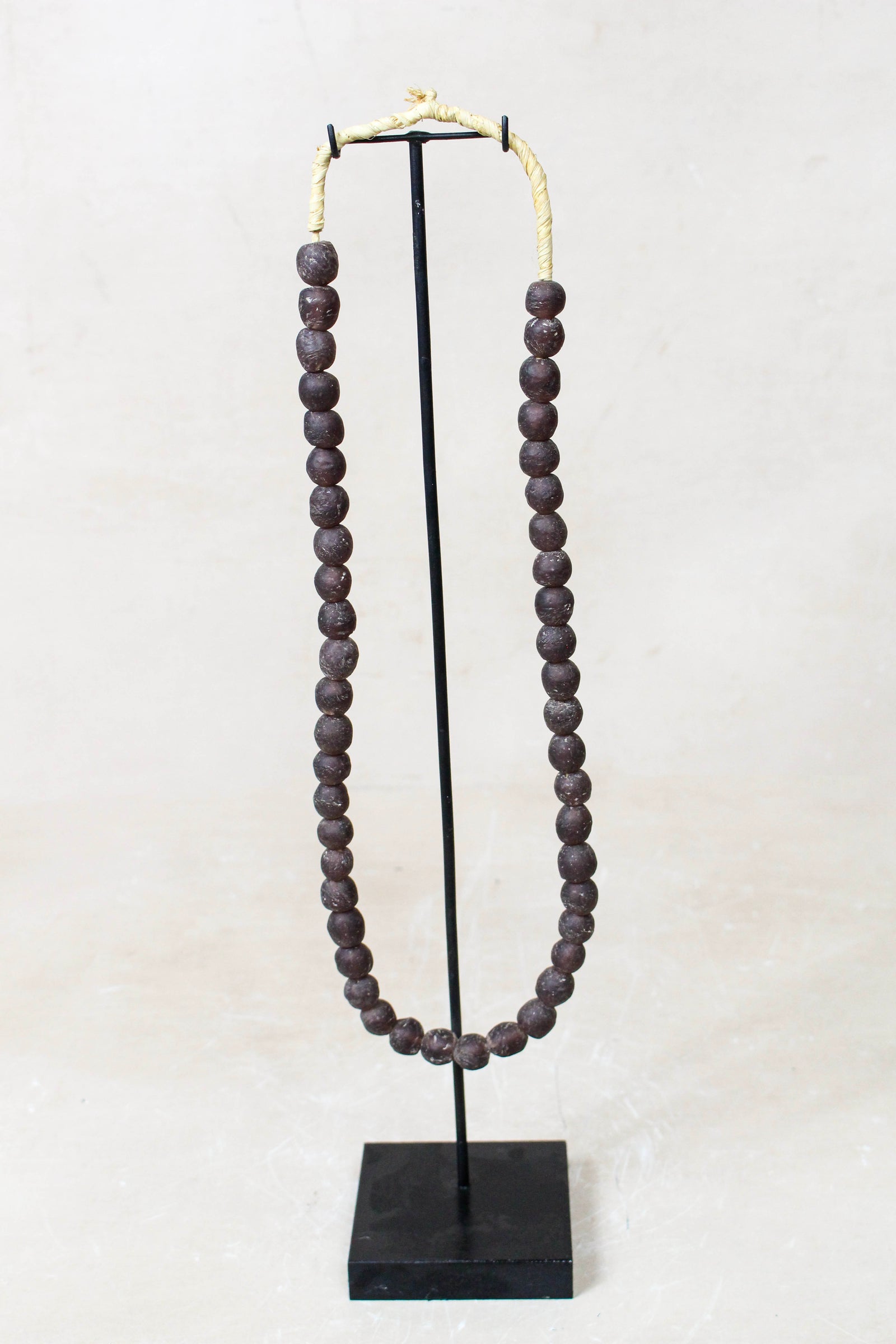 Ghana Glass Beads Necklace, Dark Brown - 85.19