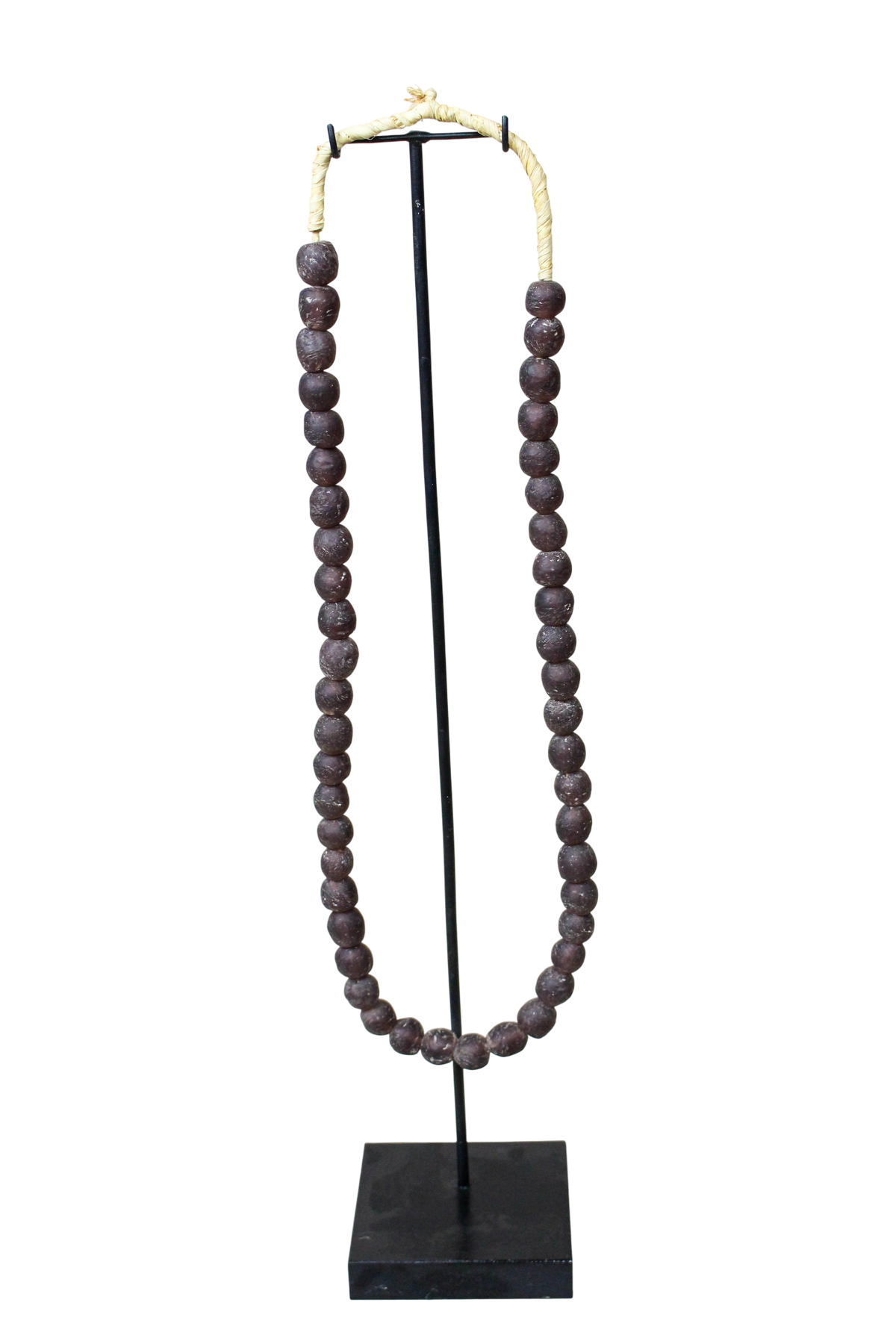 Ghana Glass Beads Necklace, Dark Brown - 85.19