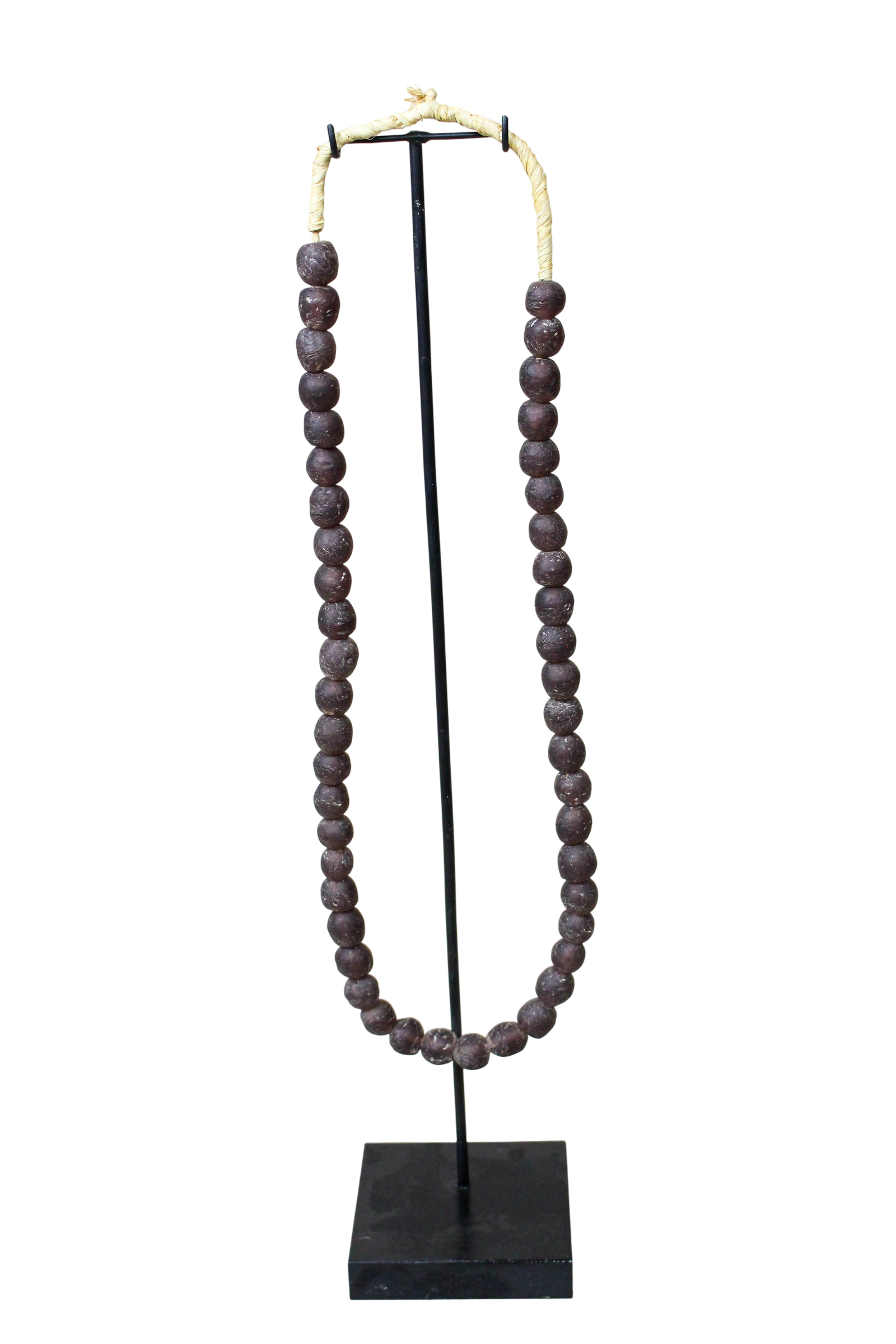 Ghana Glass Beads Necklace, Dark Brown - 85.19