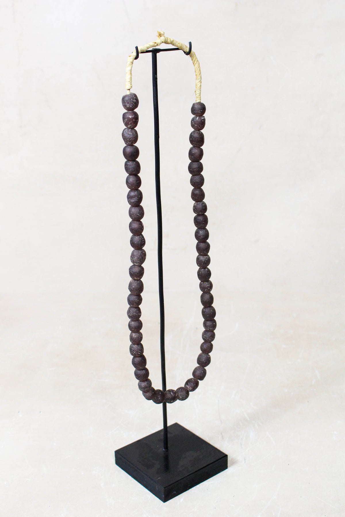 Ghana Glass Beads Necklace, Dark Brown - 85.19