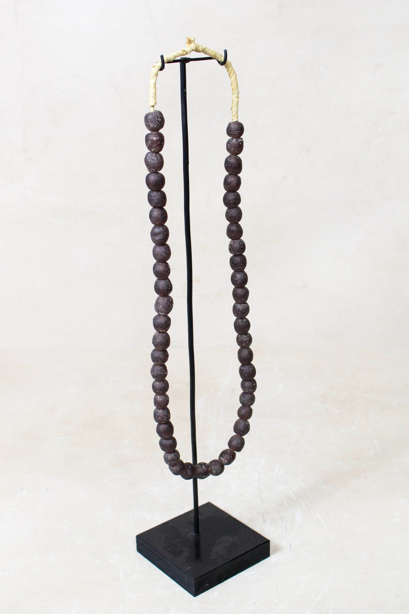 Ghana Glass Beads Necklace, Dark Brown - 85.19