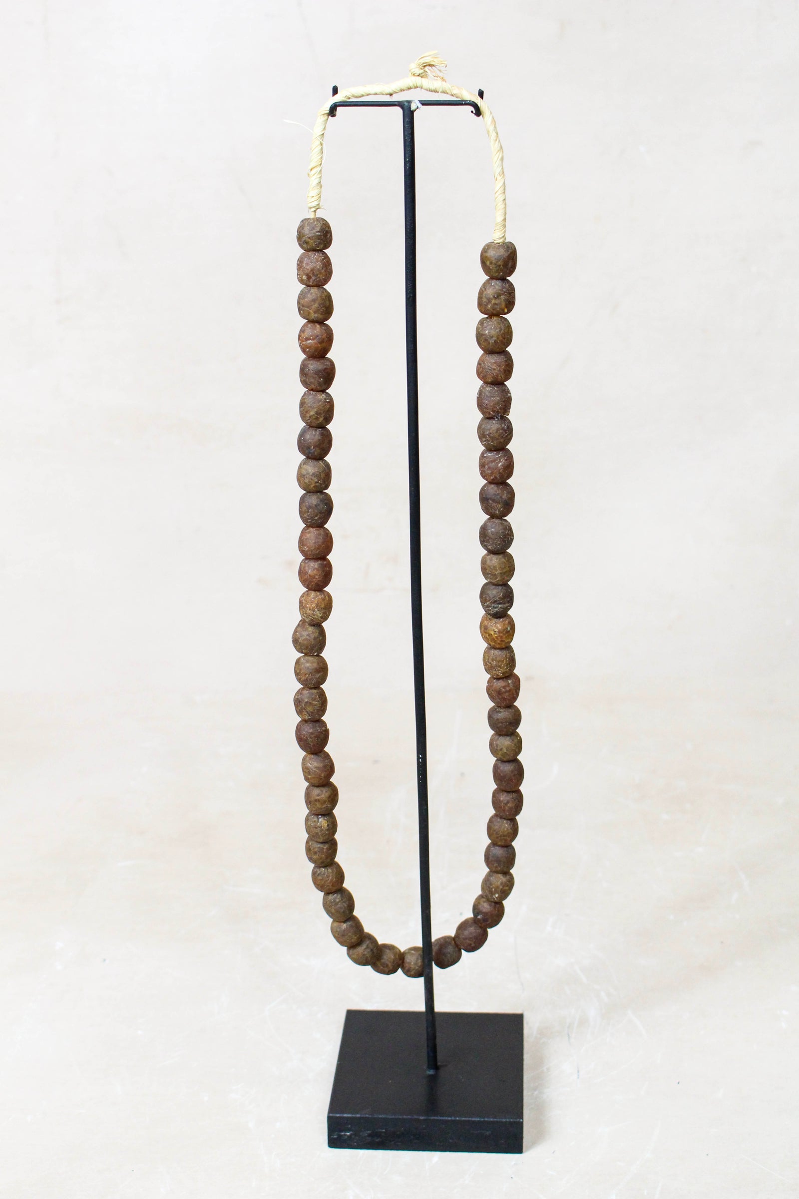 Ghana Glass Beads Necklace, Brown - 85.20