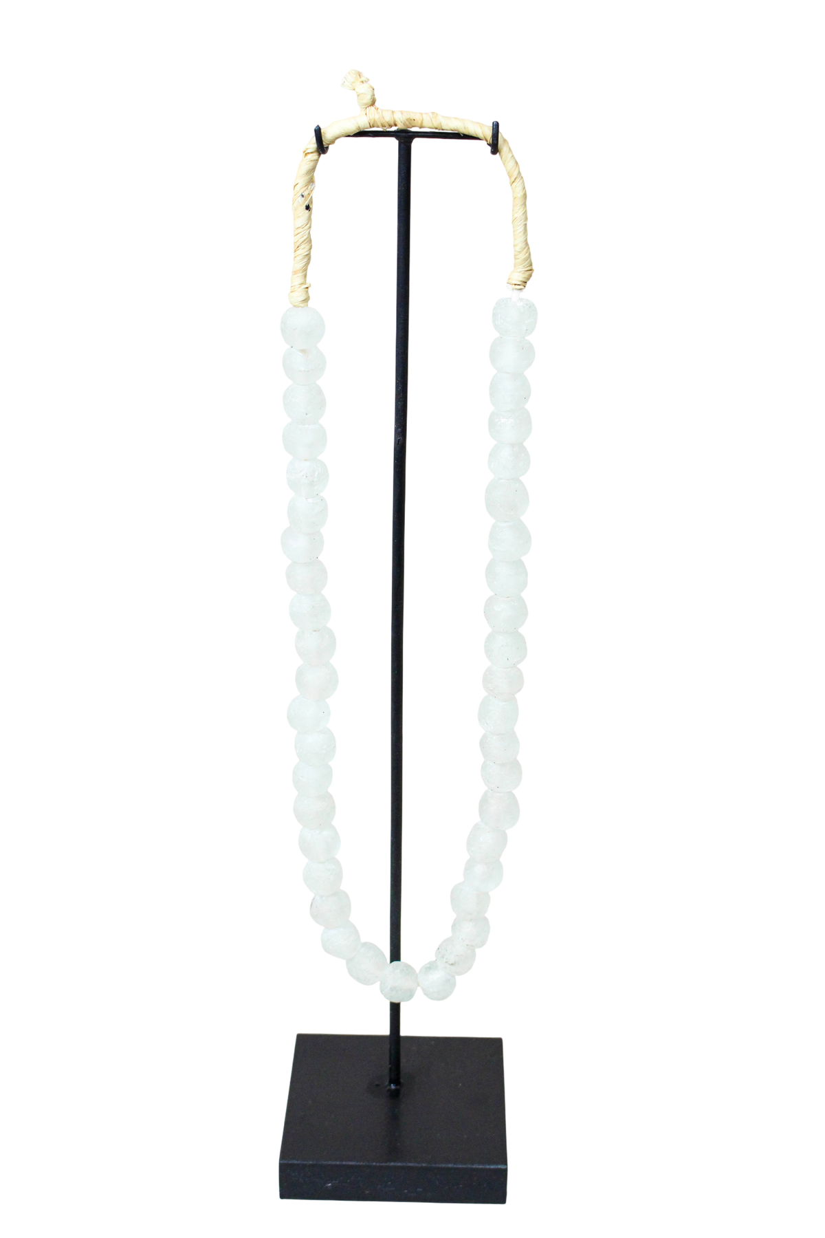 Ghana Glass Beads Necklace, White - 85.21