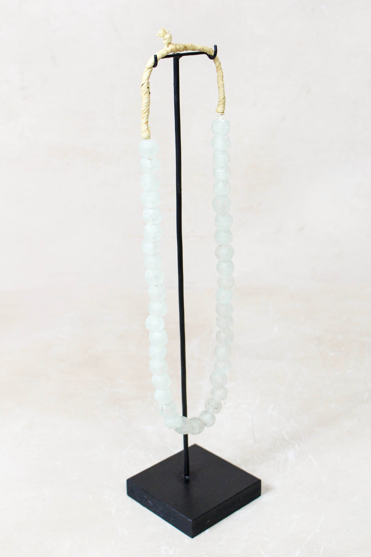 Ghana Glass Beads Necklace, White - 85.21