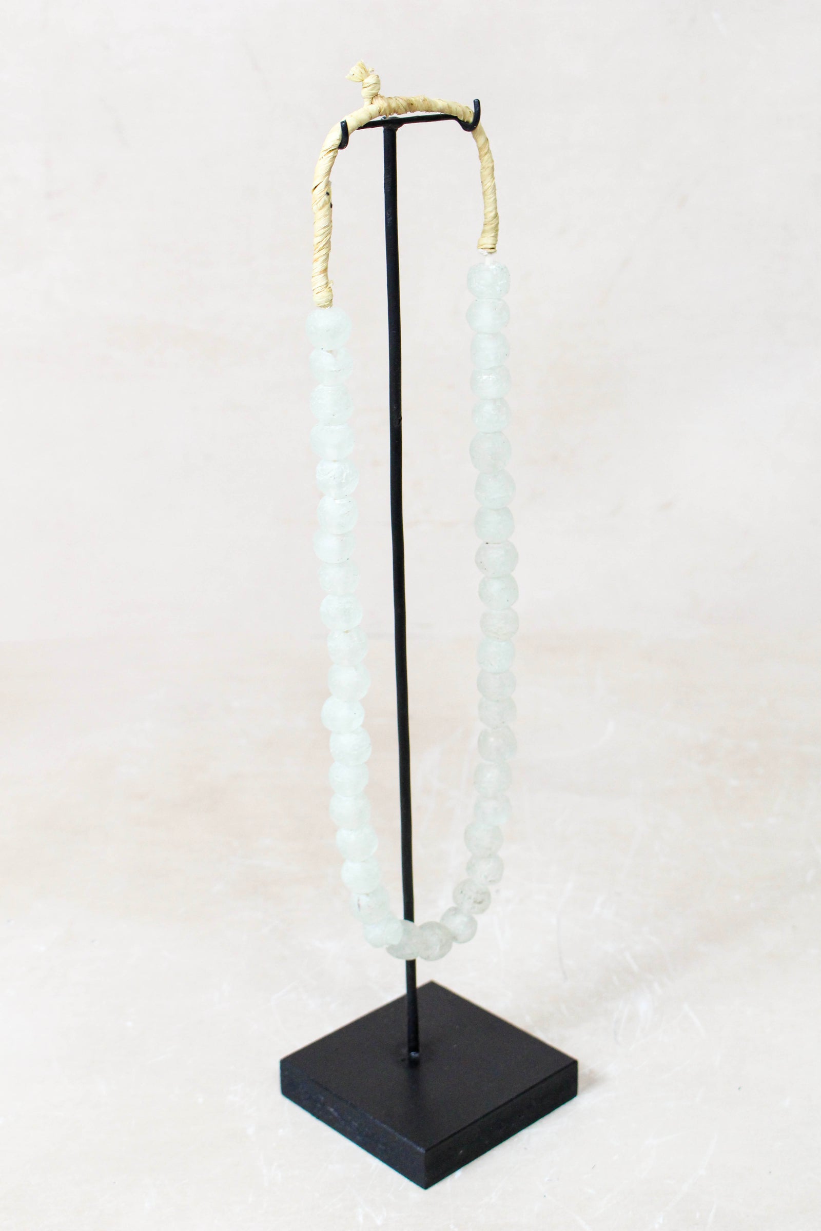 Ghana Glass Beads Necklace, White - 85.21