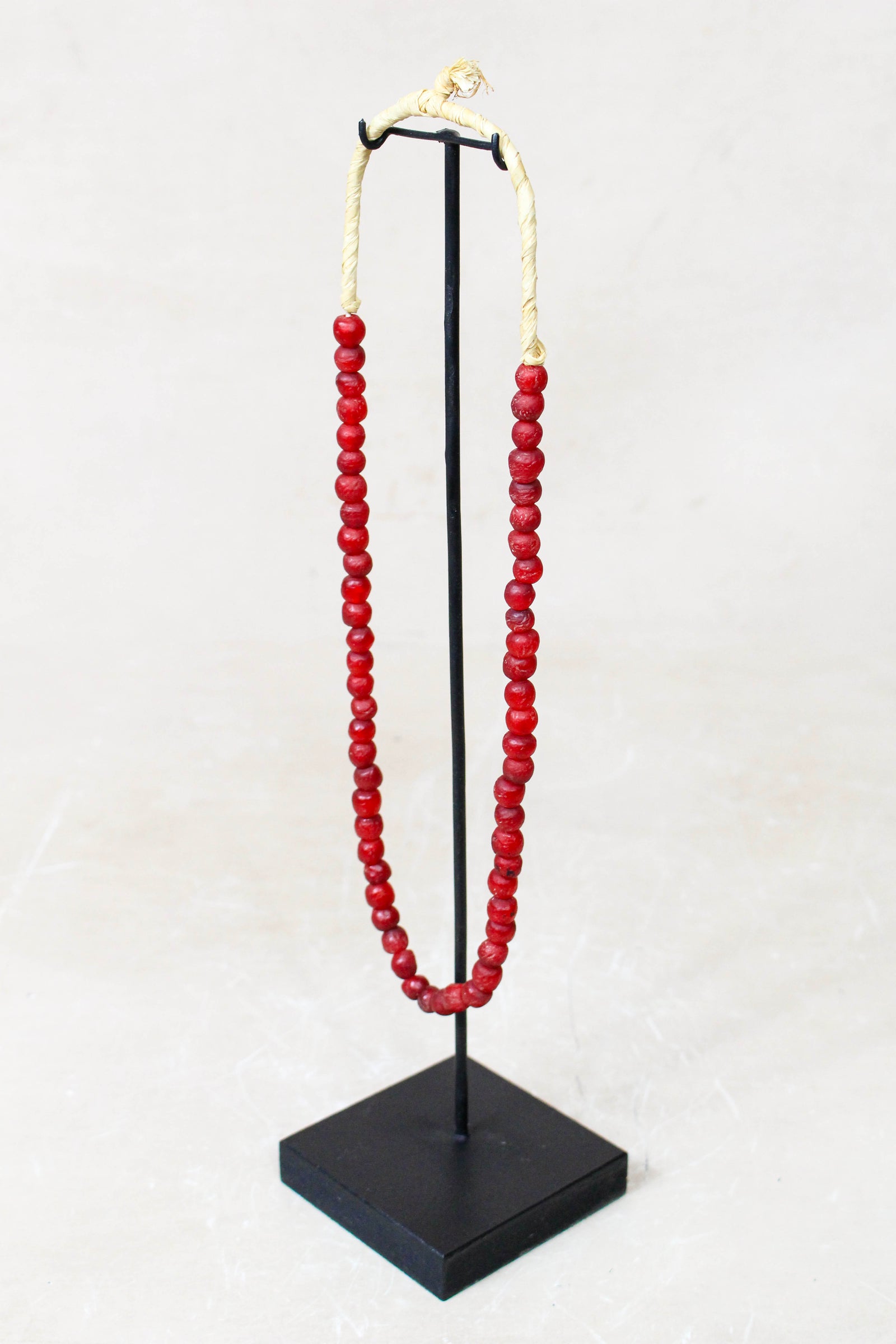 Ghana Glass Beads Necklace, White - 85.22