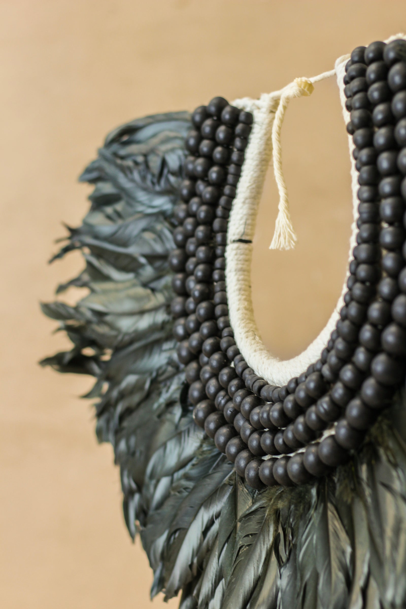 Handmade Feathers and Beads Necklace - 22.5