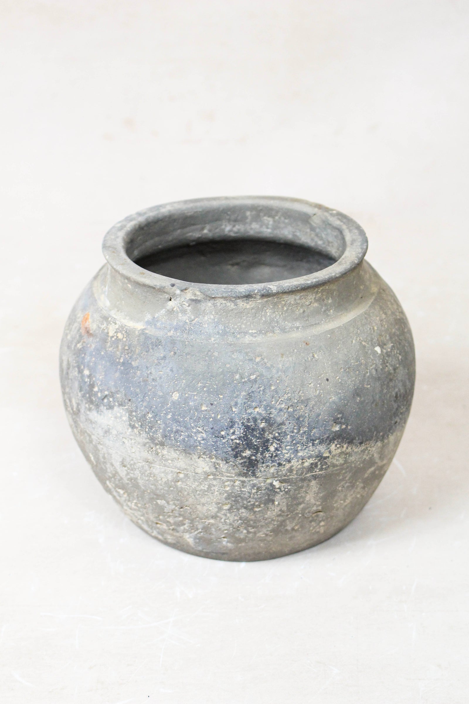 Small vintage dark unglazed earthenware pot from Shanxi, China