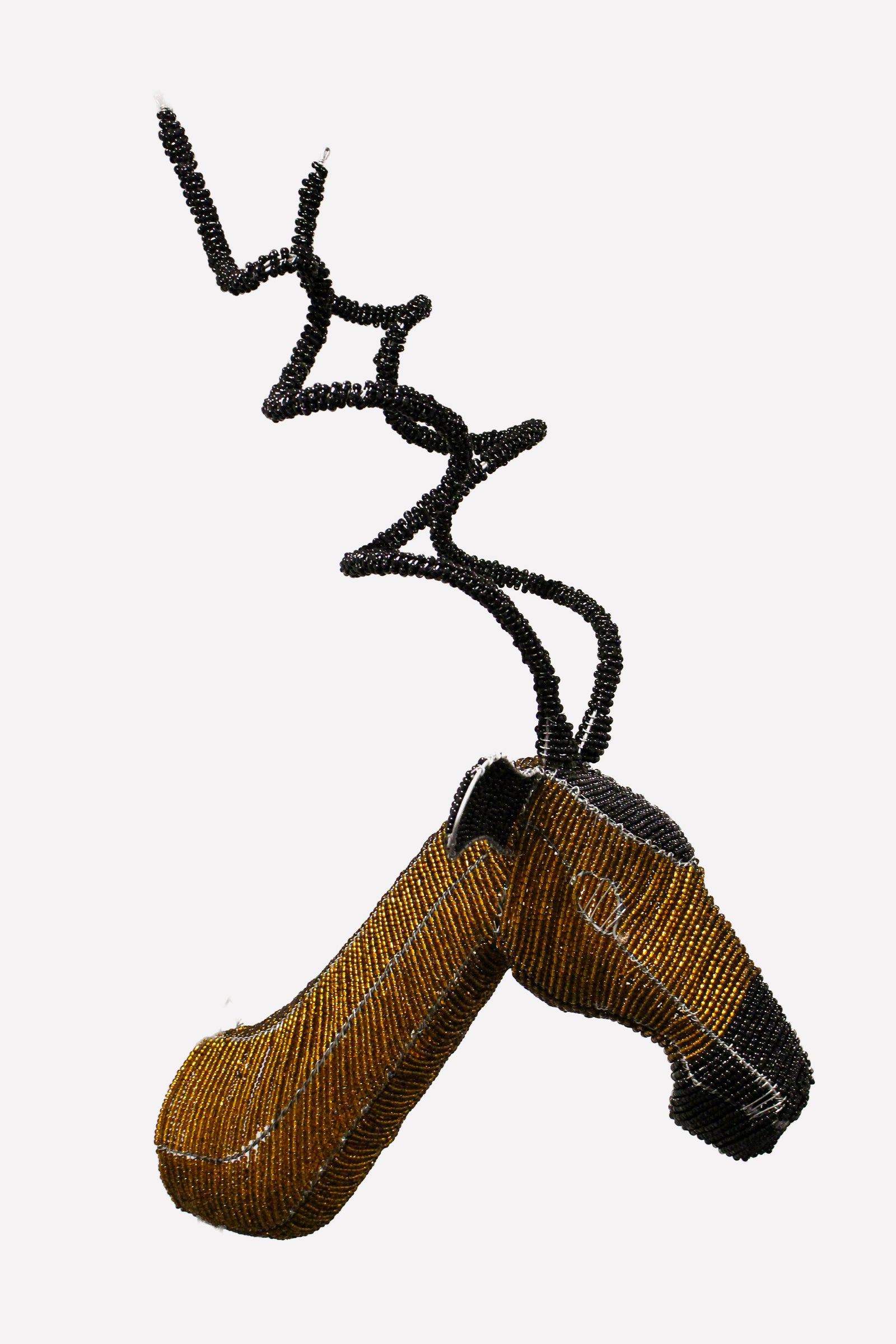 Beaded Antelope Wall Sculpture - Hand made - 17.8