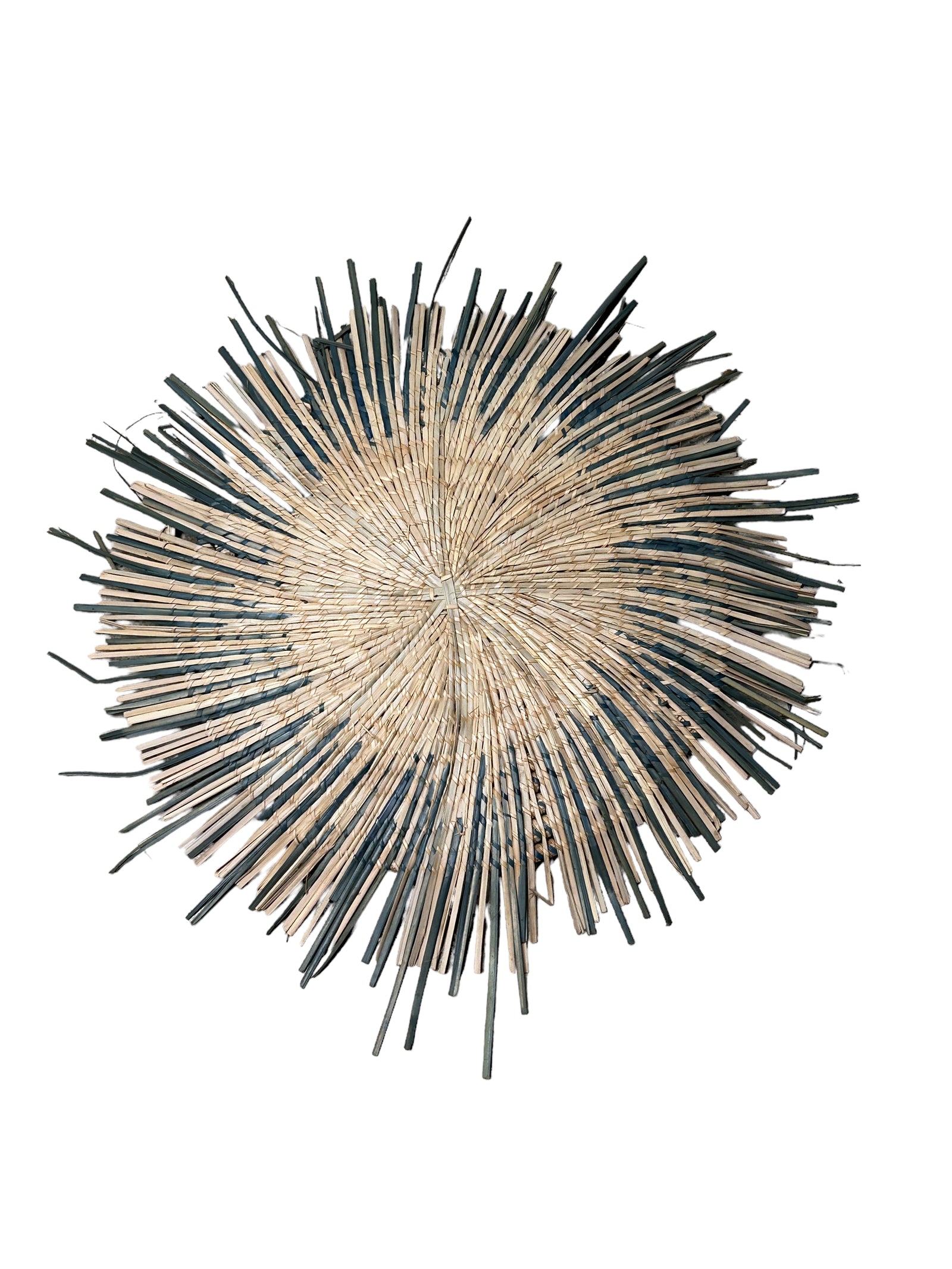 Handmade blue rattan Malawi sun wall basket