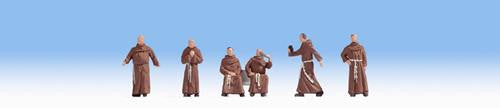 Hand-painted monk miniature terrarium figures in robes, 1:87 scale