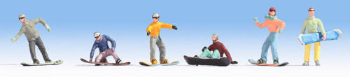 Hand-painted snowboarder miniature terrarium figures, 1:87 scale