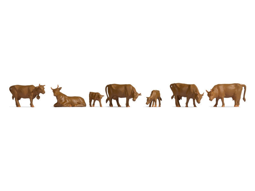 These cows add a rustic, earthy feel to a farm scene
