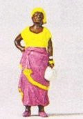 Hand-painted African woman in traditional dress, miniature terrarium figure, 1:87 scale