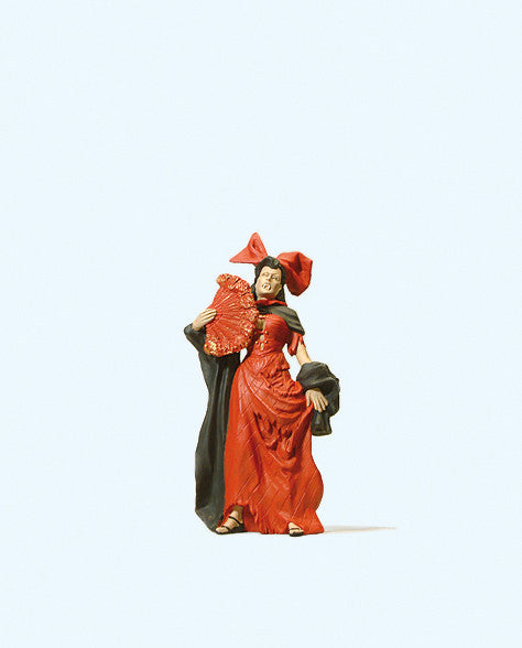 Hand-painted female vampire miniature terrarium figure, 1:87 scale