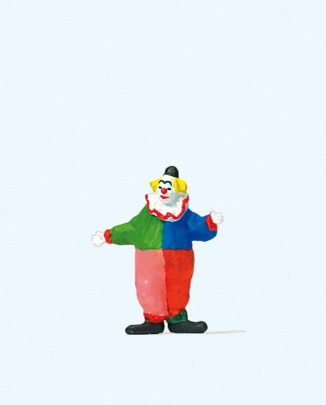 Hand-painted performing clown miniature terrarium figure, 1:87 scale
