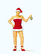 Hand-painted Christmas girl with bell, miniature terrarium figure, 1:87 scale