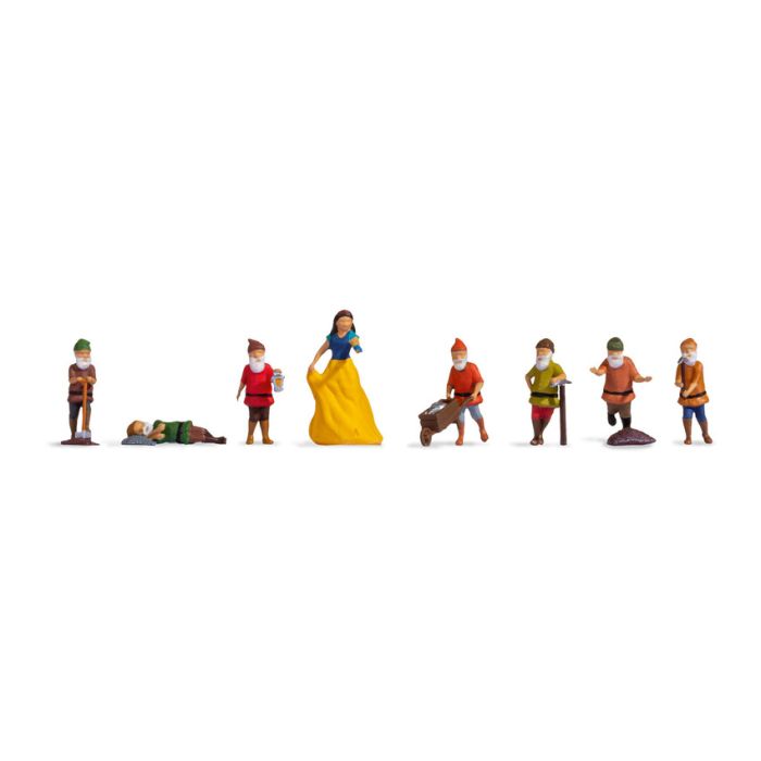 Hand-painted Snow White and the Seven Dwarfs miniature terrarium figures, 1:87 scale