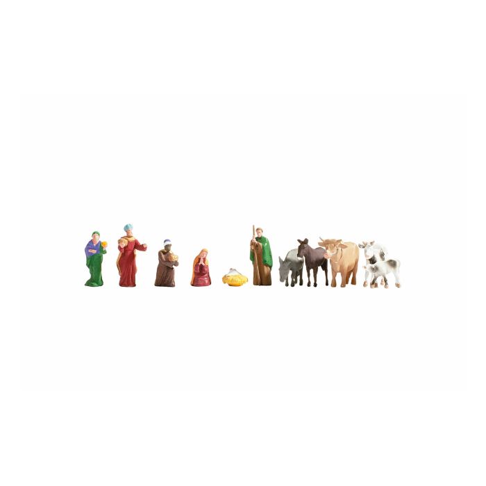 Hand-painted 11-piece Christmas Nativity miniature terrarium figures, 1:87 scale