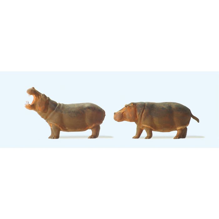 Hand-painted hippopotamus miniature terrarium figure, 1:87 scale
