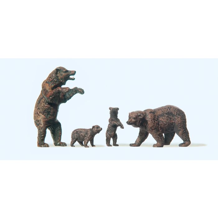 This set of four brown bears—including cubs—transforms a simple jar into a national park